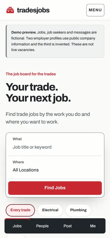 Trades Jobs on a phone